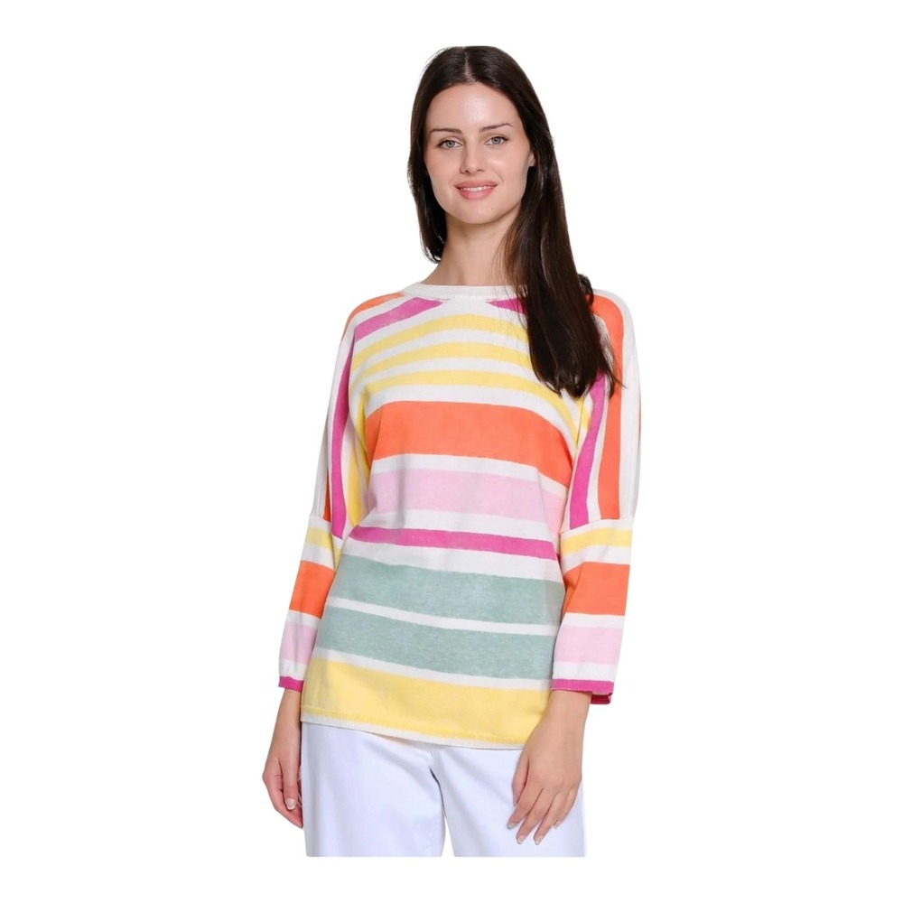 Tru Luxe‎ Jeans Sweater Multi-Color Striped 100% Cotton Casual Medium